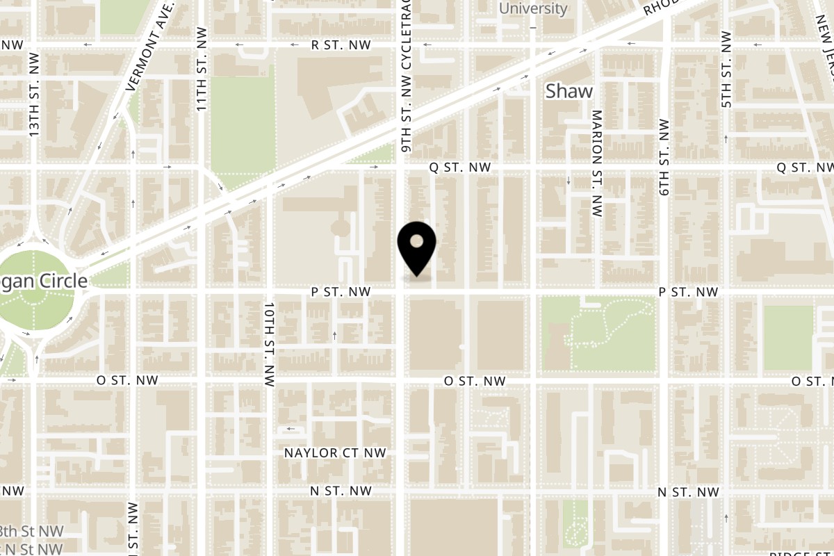 Map showing the location of Chaplin's on 1501 9th St NW in Washington
